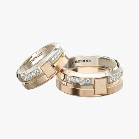 Marcel Two-Tone Diamond Matching Wedding Rings